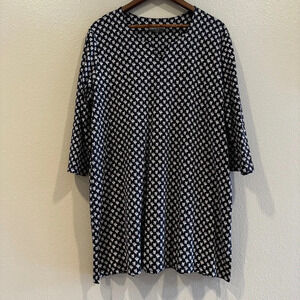 Ulla Popken Floral‎ Jersey knit stretchy v-neck tunic top 3/4 sleeves 16/18